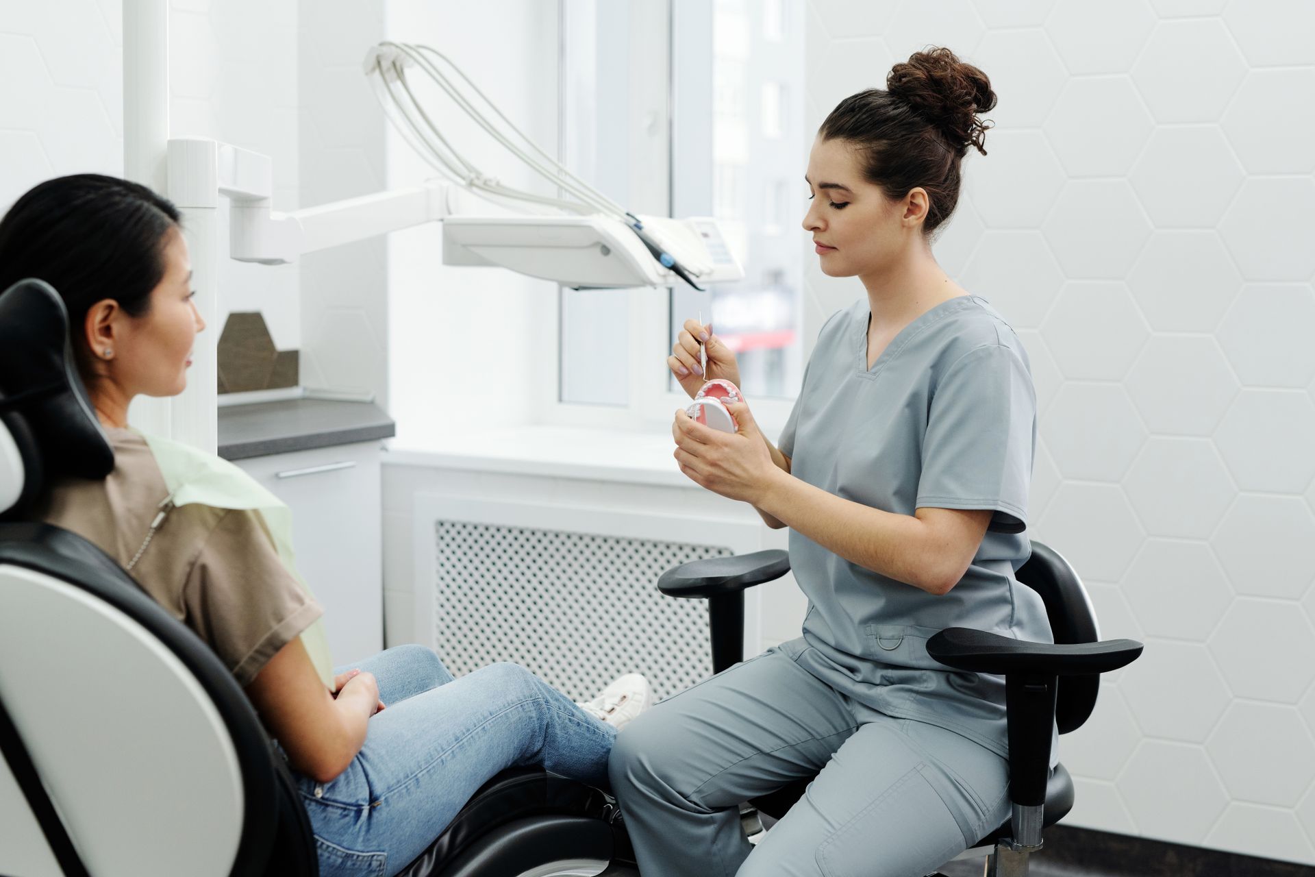 Patient during their first TMJ consultation appointment